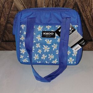 Igloo Leftover Tote Blue Floral Insulated Cooler Bag 9 Cans Lunch Beach New